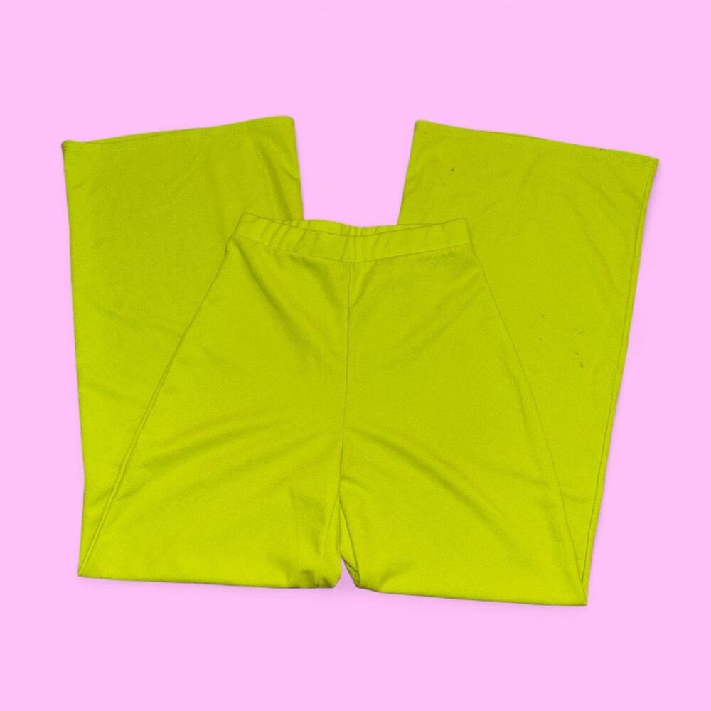Neon lime wide leg pants